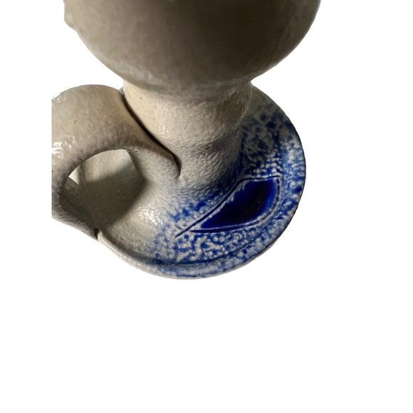 1 Williamsburg Pottery Candlestick Holder Primitive Folkart Americano Blue gray - Picture 9 of 9